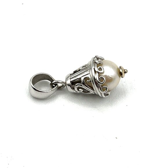 14k White Gold Pearl Drop Pendant 2.7 gram Not Scrap - Picture 4 of 8